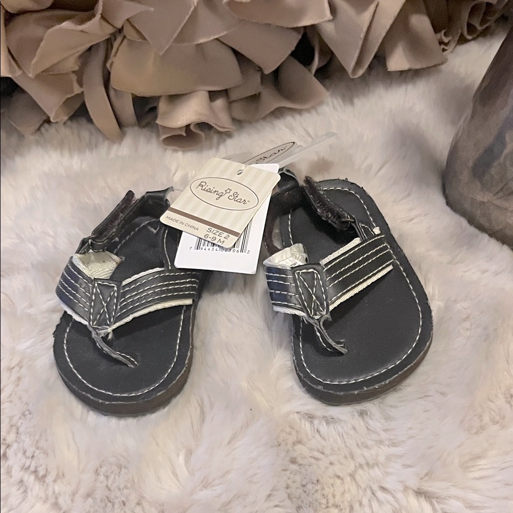 Rising Star Dark Brown Baby Velcro Sandals